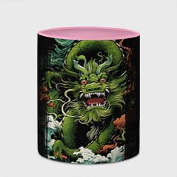 Кружка 3D Зеленый дракон символ года, цвет: 3D-белый + розовый — фото 2