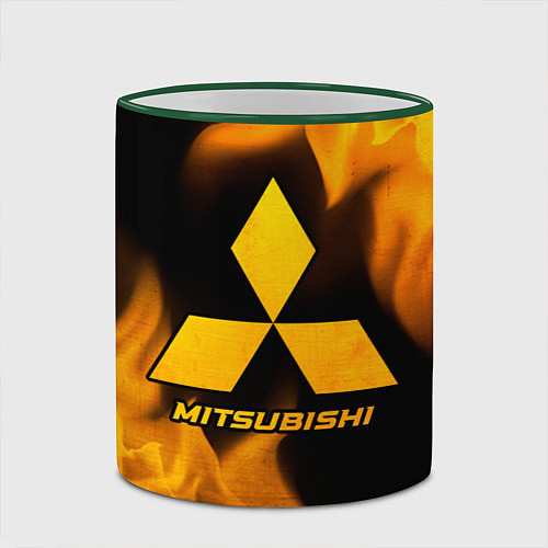 Кружка цветная Mitsubishi - gold gradient / 3D-Зеленый кант – фото 2