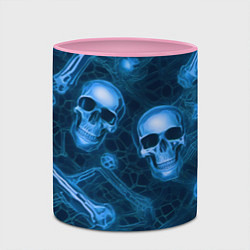 Кружка 3D Синие черепа и кости, цвет: 3D-белый + розовый — фото 2