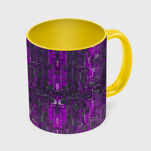 Кружка цветная Фиолетовый металл модерн / 3D-Белый + желтый – фото 1