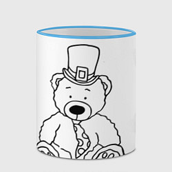 Кружка 3D Игрушечный мишка - лепрекон в шляпе - раскраска, цвет: 3D-небесно-голубой кант — фото 2