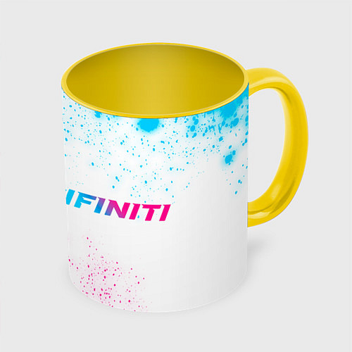 Кружка цветная Infiniti neon gradient style по-горизонтали / 3D-Белый + желтый – фото 1