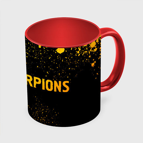 Кружка цветная Scorpions - gold gradient по-горизонтали / 3D-Белый + красный – фото 1