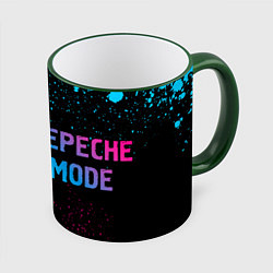 Кружка 3D Depeche Mode - neon gradient по-горизонтали, цвет: 3D-зеленый кант