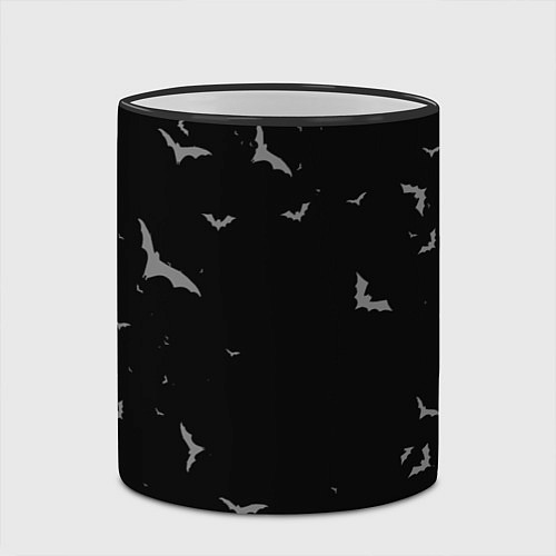 Кружка цветная Летучие мыши на черном небе / 3D-Черный кант – фото 2