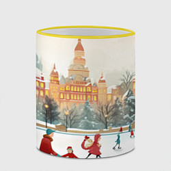 Кружка 3D Каток новогодний, цвет: 3D-желтый кант — фото 2
