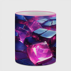 Кружка 3D Фиолетовые прозрачные кубики, цвет: 3D-розовый кант — фото 2