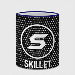 Кружка 3D Skillet glitch на темном фоне, цвет: 3D-синий кант — фото 2