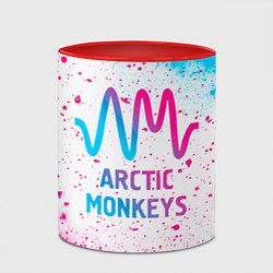 Кружка 3D Arctic Monkeys neon gradient style, цвет: 3D-белый + красный — фото 2