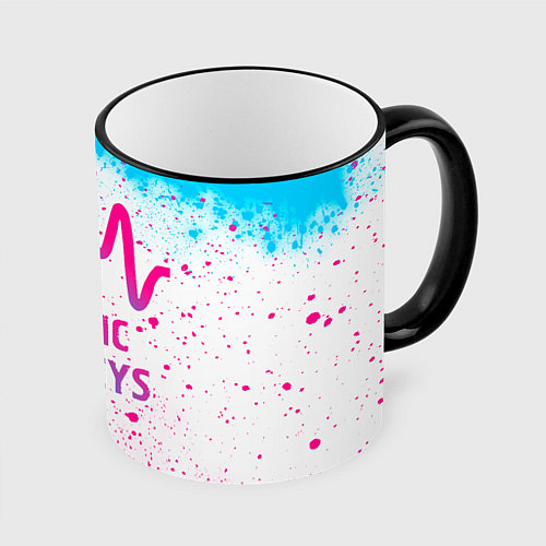 Кружка цветная Arctic Monkeys neon gradient style / 3D-Черный кант – фото 1