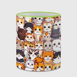 Кружка 3D Очень много котиков, цвет: 3D-светло-зеленый кант — фото 2