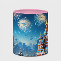 Кружка 3D Новогодняя Москва, цвет: 3D-белый + розовый — фото 2
