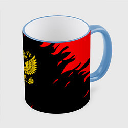 Кружка 3D Герф россия красный огонь, цвет: 3D-небесно-голубой кант