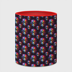 Кружка 3D Череп покрытый стекающей краской паттерн, цвет: 3D-белый + красный — фото 2