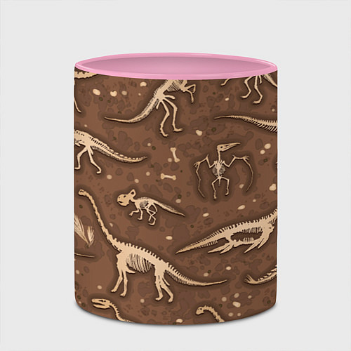 Кружка цветная Dinosaurs bones / 3D-Белый + розовый – фото 2