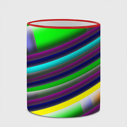Кружка цветная Размытые абстрактные полосы / 3D-Красный кант – фото 2