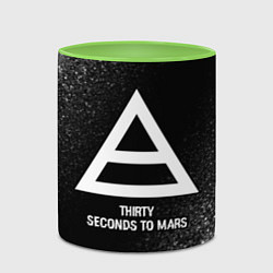Кружка 3D Thirty Seconds to Mars glitch на темном фоне, цвет: 3D-белый + светло-зеленый — фото 2