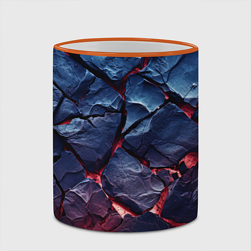 Кружка цветная Большие камни с разломами / 3D-Оранжевый кант – фото 2