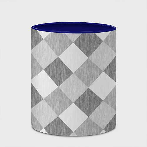 Кружка цветная Серый плед геометрический узор с текстурой / 3D-Белый + синий – фото 2