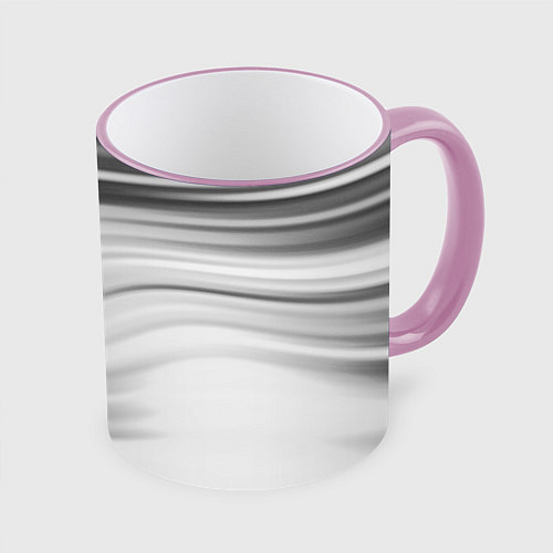 Кружка цветная Бело-серый абстрактный узор дымчатый / 3D-Розовый кант – фото 1