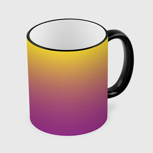 Кружка цветная Желто-фиолетовый градиент / 3D-Черный кант – фото 1