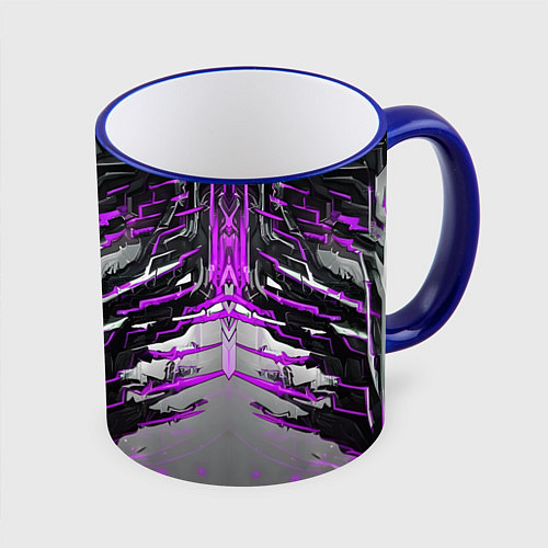 Кружка цветная Киберпанк доспех фиолетовый / 3D-Синий кант – фото 1