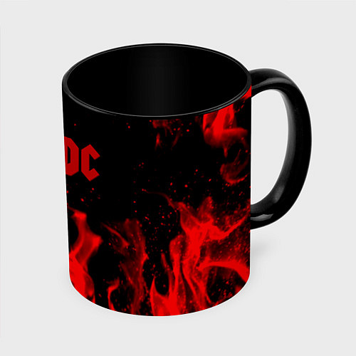 Кружка цветная AC DC огненный стиль / 3D-Белый + черный – фото 1