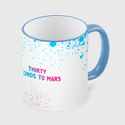 Кружка 3D Thirty Seconds to Mars neon gradient style по-гори, цвет: 3D-небесно-голубой кант