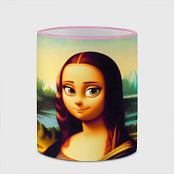 Кружка 3D Нейросеть - Мона Лиза в стиле Pixar, цвет: 3D-розовый кант — фото 2