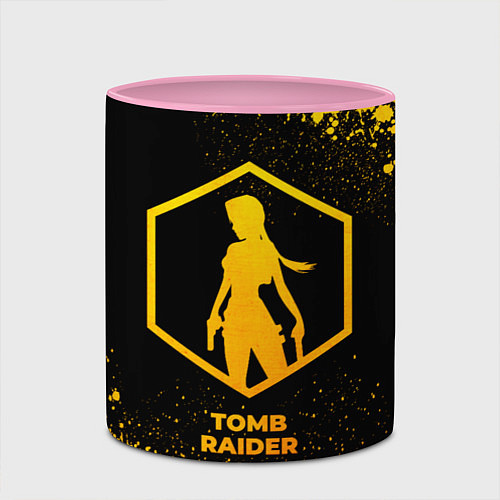 Кружка цветная Tomb Raider - gold gradient / 3D-Белый + розовый – фото 2