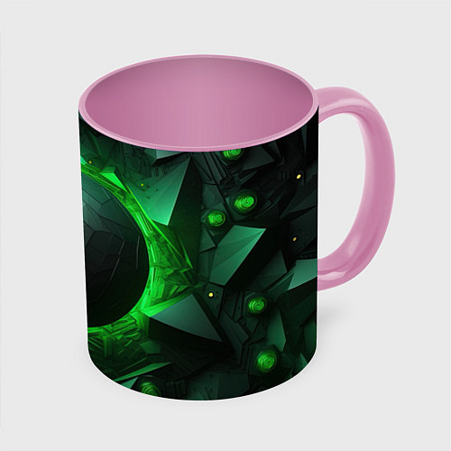 Кружка цветная Абстрактная гармония зеленого / 3D-Белый + розовый – фото 1