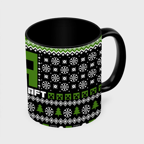 Кружка цветная Minecraft christmas sweater / 3D-Белый + черный – фото 1