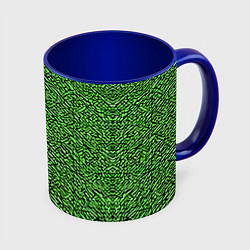 Кружка 3D Чёрные и зелёные мазки, цвет: 3D-белый + синий