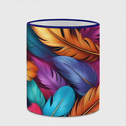 Кружка 3D Перья паттерн - нейросеть, цвет: 3D-синий кант — фото 2