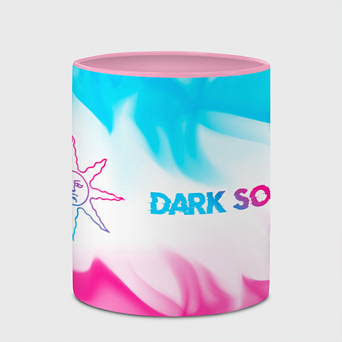 Кружка цветная Dark Souls neon gradient style по-горизонтали / 3D-Белый + розовый – фото 2