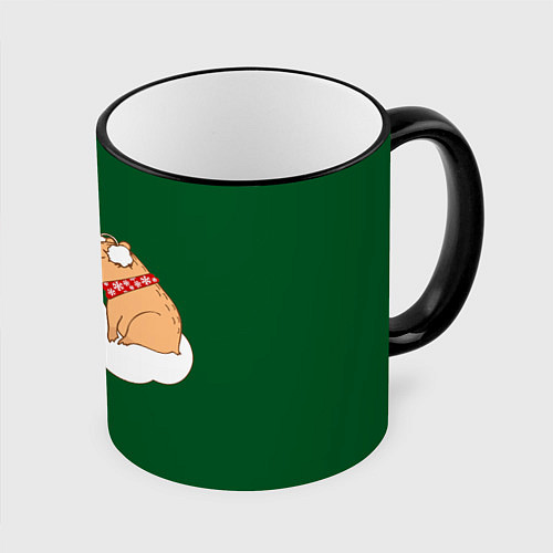 Кружка цветная Капибара влюблен / 3D-Черный кант – фото 1