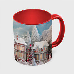 Кружка 3D Звездное кружево новогодней ночи, цвет: 3D-белый + красный