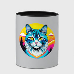 Кружка 3D Нейросеть - кот в стиле граффити, цвет: 3D-белый + черный — фото 2