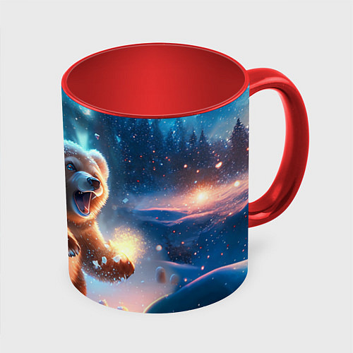 Кружка цветная Полярный мишка / 3D-Белый + красный – фото 1