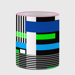 Кружка 3D Геометрический узор сине -зеленый в стиле пэчворк, цвет: 3D-розовый кант — фото 2
