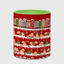 Кружка 3D Капибара на Новый год, цвет: 3D-белый + светло-зеленый — фото 2