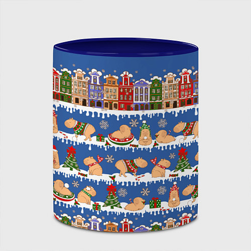 Кружка цветная Капибара зимой / 3D-Белый + синий – фото 2