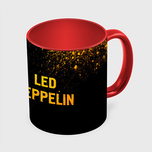 Кружка цветная Led Zeppelin - gold gradient по-горизонтали / 3D-Белый + красный – фото 1