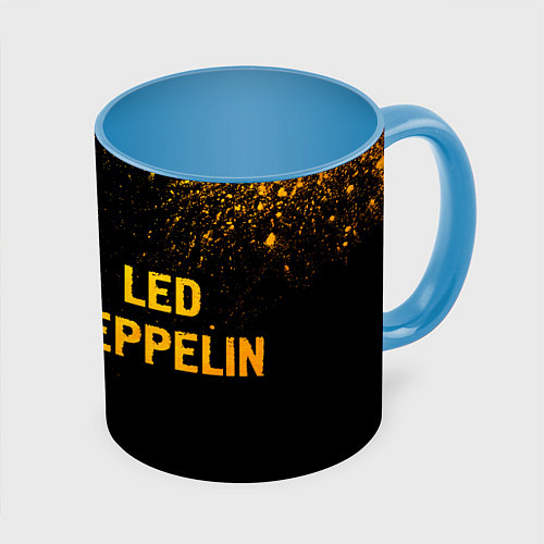 Кружка цветная Led Zeppelin - gold gradient по-горизонтали / 3D-Белый + небесно-голубой – фото 1