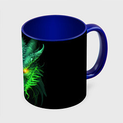 Кружка 3D Светящийся зеленый дракон 2024, цвет: 3D-белый + синий