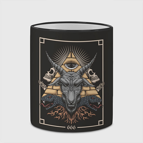 Кружка цветная Бафомет 666 / 3D-Черный кант – фото 2