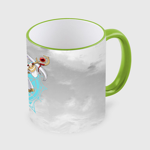 Кружка цветная Фрирен провожающая в последний путь - чб / 3D-Светло-зеленый кант – фото 1