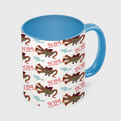 Кружка цветная Паттерн с русским драконом