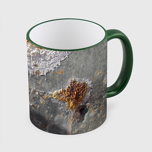 Кружка цветная Коррозия металла гранж текстура / 3D-Зеленый кант – фото 1