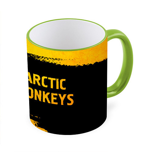 Кружка цветная Arctic Monkeys - gold gradient по-горизонтали / 3D-Светло-зеленый кант – фото 1